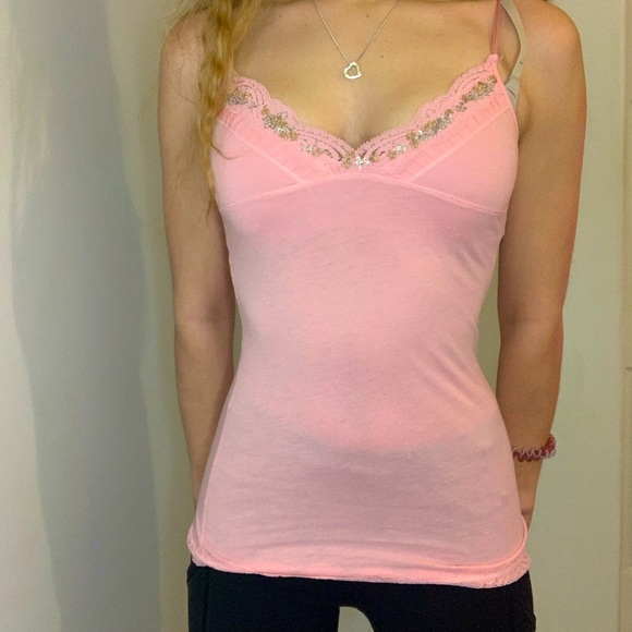 HOLLISTER - Beaded Embellished Pink Tank